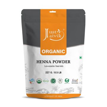 Just Jaivik Henna en Polvo para Cabello - 227 g - 100% Natural