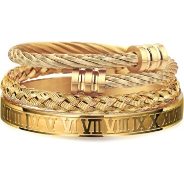 Juego de 3 pulseras de acero inoxidable para hombre