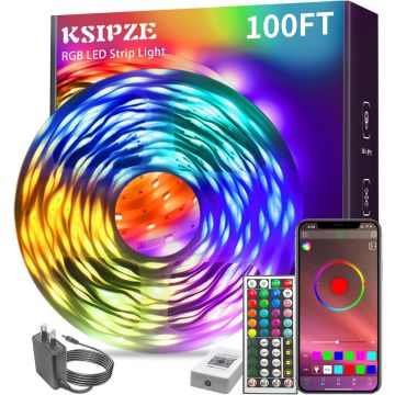 Tira LED KSIPZE 100ft RGB con control remoto y app