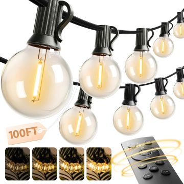 Luces de Cadena Exterior 100FT G40 LED con Control Remoto