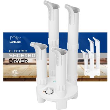 Secador de botas, zapatos y guantes con temporizador y ventilador, blanco