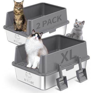 Bandeja Sanitaria para Gato de Acero Inoxidable 2 Pack Grande