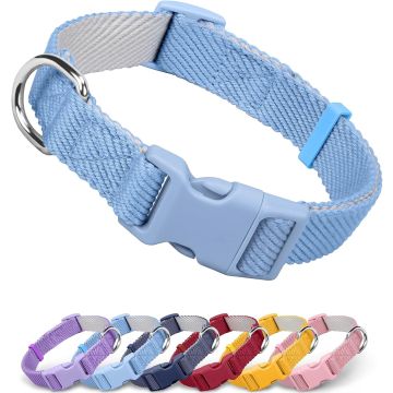 Collar de algodón para perro Dynmeow, azul claro, XS