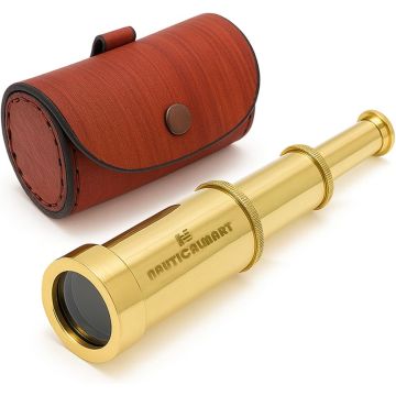 Telescopio de mano de latón sólido 6" - Anteojo pirata náutico con estuche