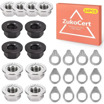 Kit de 24 tuercas y arandelas para eje de bicicleta