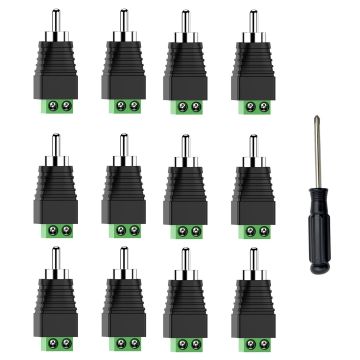BERLAT Conector de Cable de Altavoz a RCA, Adaptador Macho RCA, 12 Piezas