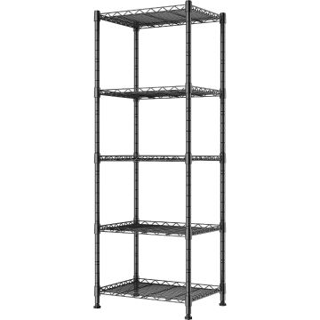 Estantería metálica ajustable 5 niveles negra 53.5 in