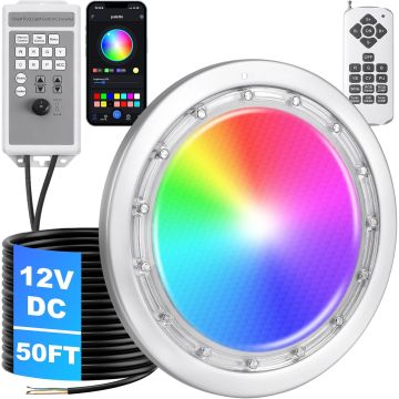 Luz LED para Piscina Enterrada 12V 60W con Control Remoto y APP IP68