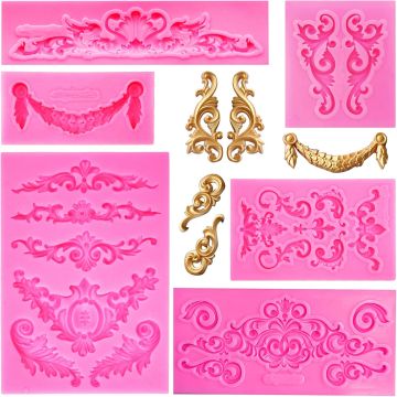 Molde de Silicona Barroco 6 Piezas para Repostería y Manualidades