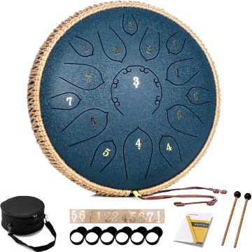 Steel Tongue Drum de 15 Notas 12 Pulgadas Azul Marino