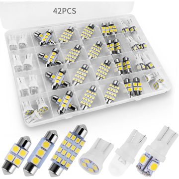 Kit 42 Luces LED Interiores para Auto T10 31mm 41mm 194 Blanco