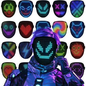 Máscara LED con Sensor de Gestos para Fiestas Cosplay DJ