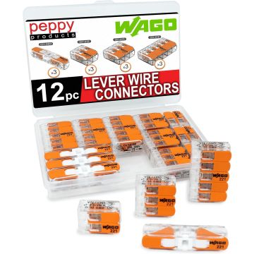 Conector WAGO 221 Lever Nuts 12 piezas con estuche