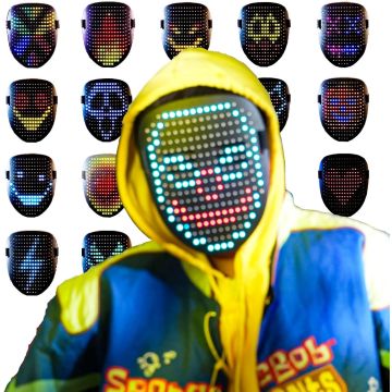 Máscara LED NICENICY para adulto, 50 caras, gestos, Halloween