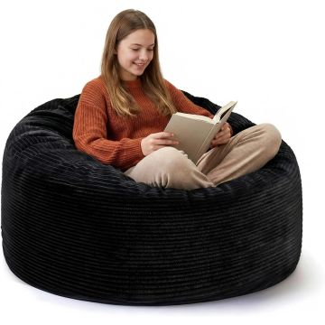 Puff Yagamo con Espuma de Memoria, 3FT, Tela Microfibra, Moderno - Negro