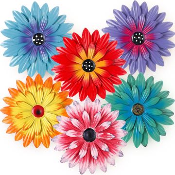 Zhehao 6 Piezas Decoración Pared Metal Flor Girasol 20 cm