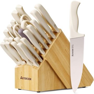 Set Cuchillos Cocina 22 Piezas Acero Inoxidable Base con Afi