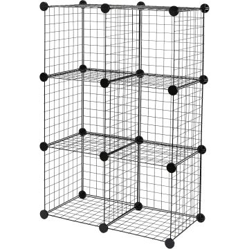 Estantería modular de 6 cubos de acero en negro