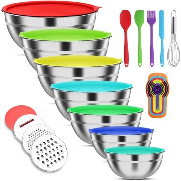 Set de Tazones de Mezcla ENVTEK 7 Piezas con Tapas y Ralladores