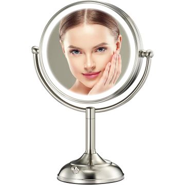 Espejo de Maquillaje con Luz VESAUR 8.5", 90 LEDs, 1X/10X/15X, 3 Luces
