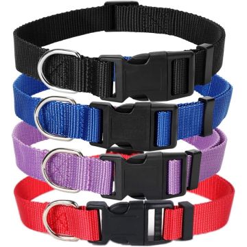 Pack de 4 Collares de Nailon Ajustables para Perro, Talla M