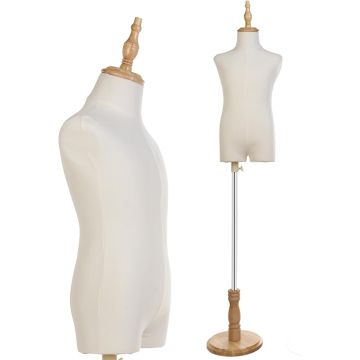 Maniquí Infantil de Exhibición con Base de Madera para Ropa,