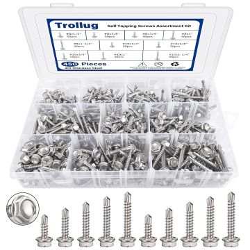 Tornillos Autorroscantes 410 Acero Inoxidable #8#10 Hex 450 Piezas