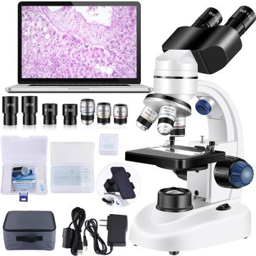 Microscopio binocular 40X-2000X con cámara USB
