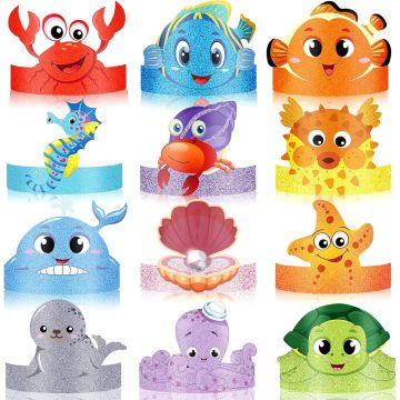 24 Gorros de Fiesta Bajo el Mar - Diademas Oceánicas para Niñas