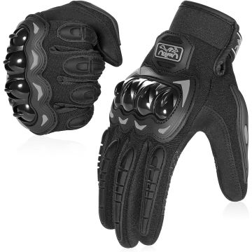 Guantes para Motocicleta Unisex, Tacto Completo con Pantalla, Negro L