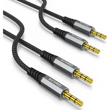 Cable AUX 3.5mm 2m, Paquete de 2, Trenzado, Compatible con Coches y Altavoces