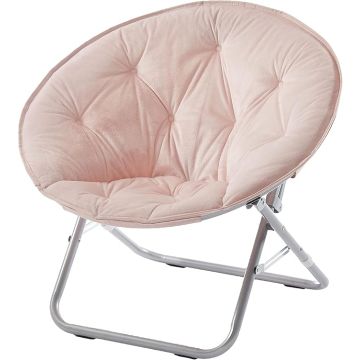 Sillón Plegable Descanso Redondo Peluche Color Blush