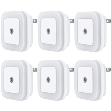 Luz Nocturna LED Uigos con Sensor de Luz, 0.5W, 6 Unidades
