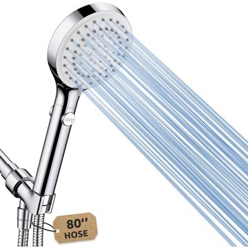 Regadera de Mano FASDUNT con 5 Modos de Rociado y Manguera de Acero Inoxidable de 80"