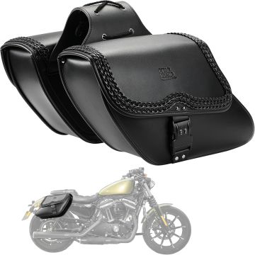 Alforjas para motocicleta KEMIMOTO, cuero sintético negro