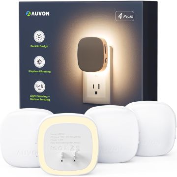 Luz nocturna LED AUVON con sensor de movimiento y crepúsculo, 4 unidades