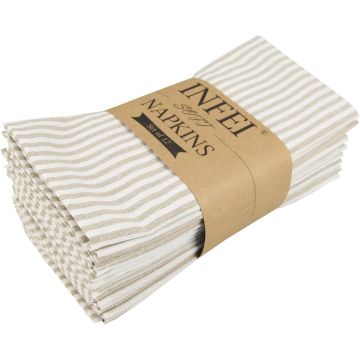 Servilletas de Tela INFEI 12 Piezas Beige Algodón Lino Poliéster 40x30 cm