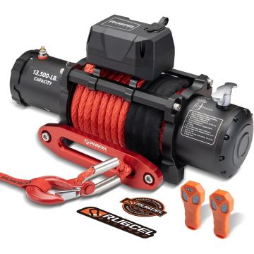 RUGCEL WINCH 13500lb Cabrestante Eléctrico Impermeable 12V Cuerda Sintética