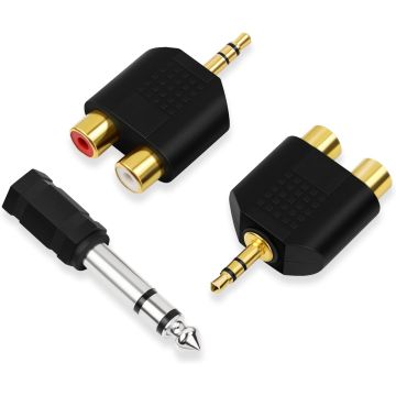 Adaptador Divisor de Audio 3.5mm a RCA, 2 Unidades, Negro