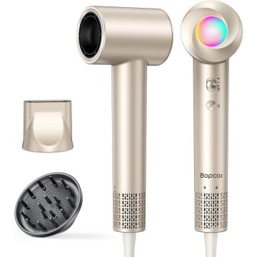 Secador de cabello iónico rápido con difusor dorado