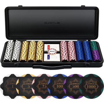 Set de Fichas de Póker SLOWPLAY Nash 14g Negro Dorado 500 uds.