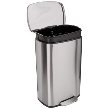 Cesto para basura rectangular de acero inoxidable cepillado 50 L