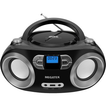 MEGATEK Radiograbador CD Portátil Bluetooth FM USB Negro