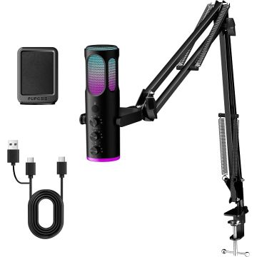Micrófono USB con Brazo Ajustable y Filtro Antipop para Stre