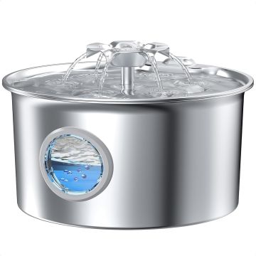 Fuente de Agua para Gatos Acero Inoxidable IHOUONE 2.6L
