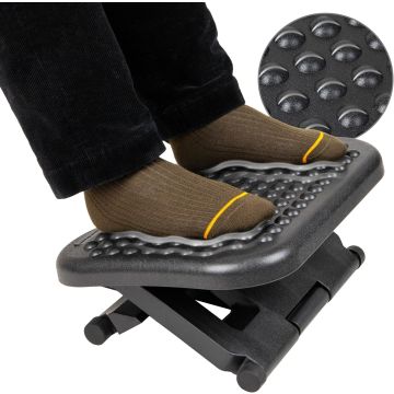 Mind Reader Reposapiés Ergonómico Ajustable para Oficina Negro