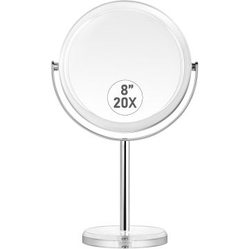 Espejo de Maquillaje Magnificante MIYADIVA 20X, Doble Cara 1X y 20X con Base