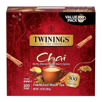 Té Negro Chai en Saquitos, 100 Unidades, Mezcla de Especias