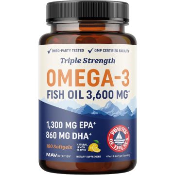 Aceite de Pescado Omega 3 Triple Fuerza 3600 mg - 180 Cápsulas