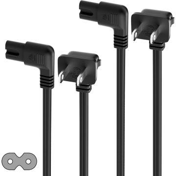 Cable de alimentación ángulo 90° 2 ranuras 2 ft (2-pack)
